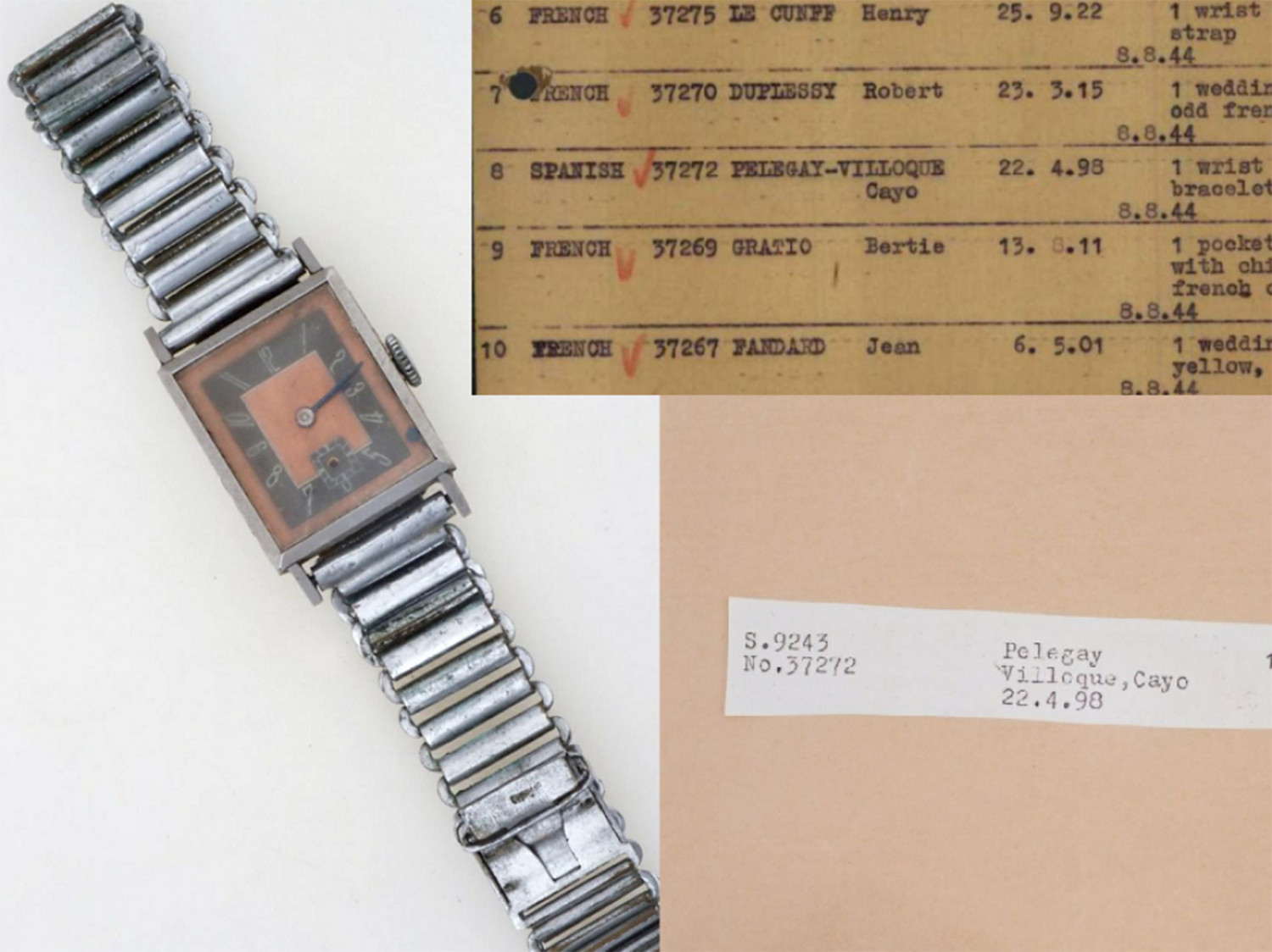 Eine silberne Armbanduhr liegt auf zwei Dokumenten. 