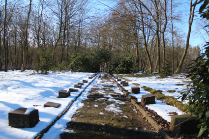 Gezeigt wird ein Foto von einem Friedhof im Winter. 